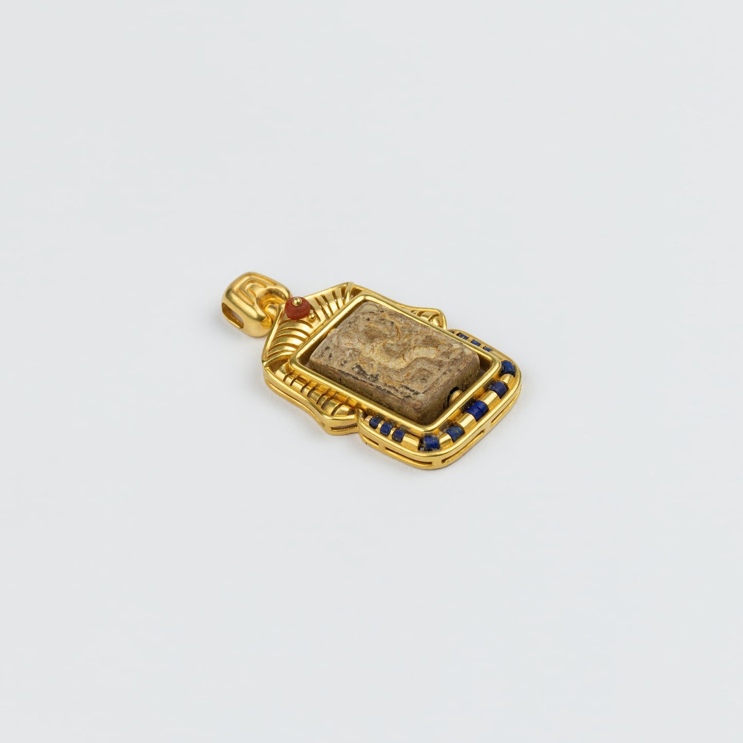 18K Gold Ancient Egyptian Style Steatite Seal Pendant