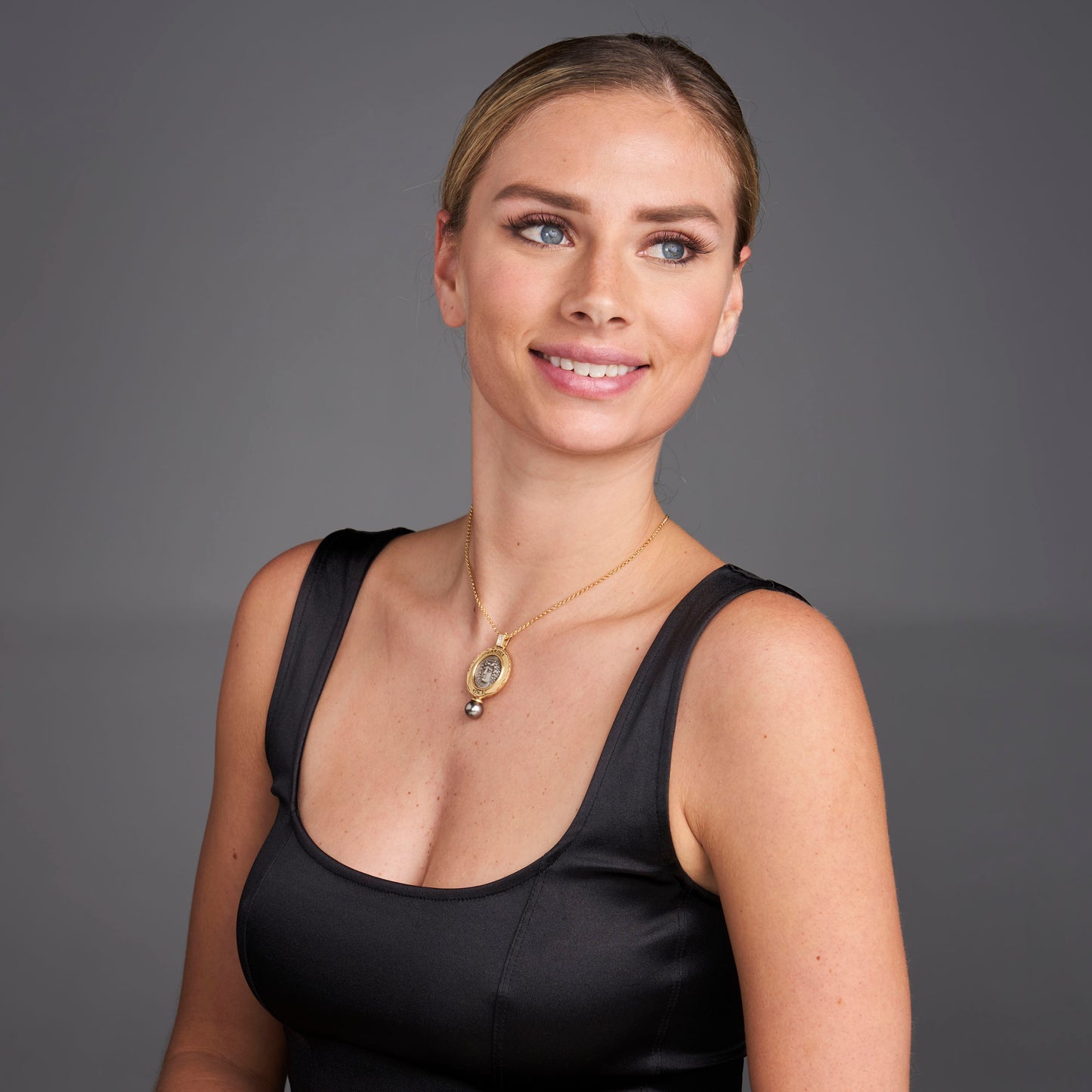 18K Gold & Pearl Apollo Coin Pendant