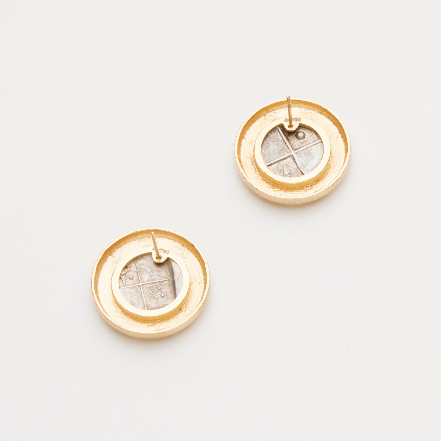 18K Gold Silver Lion Coins Earring