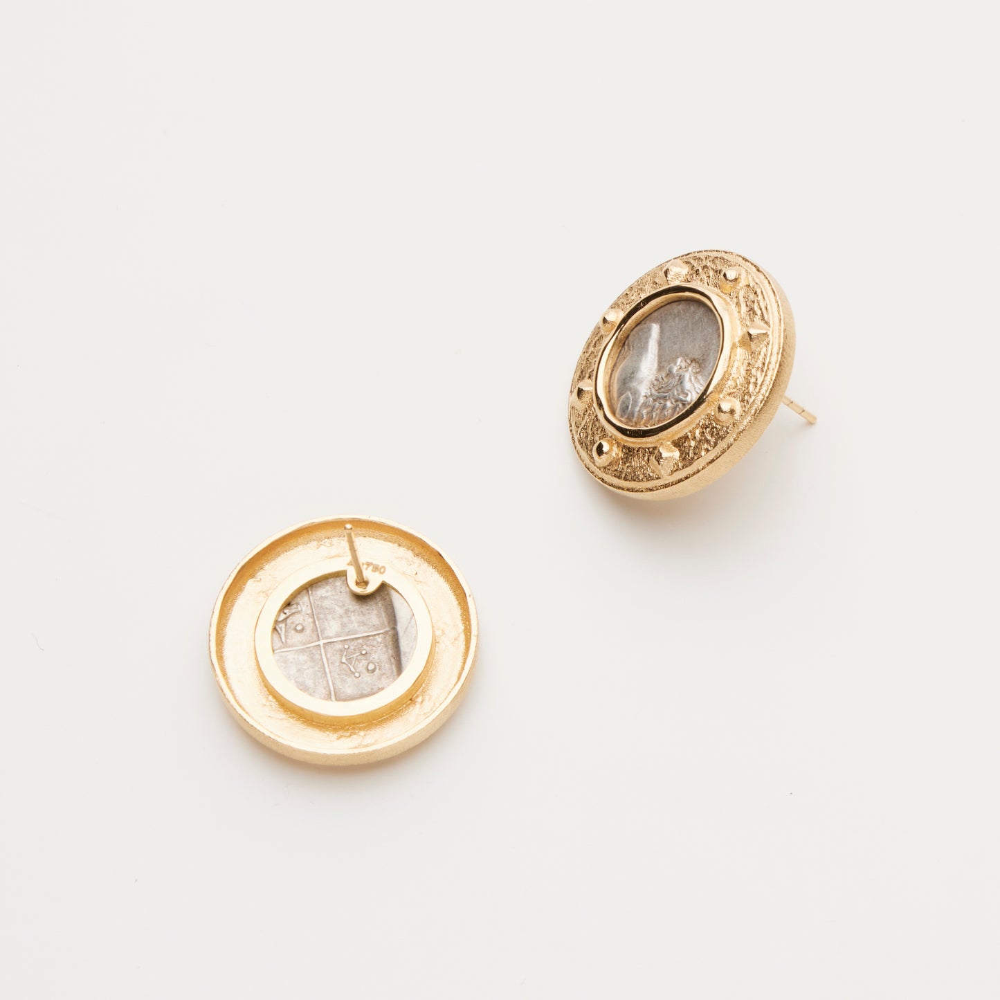 18K Gold Silver Lion Coins Earring