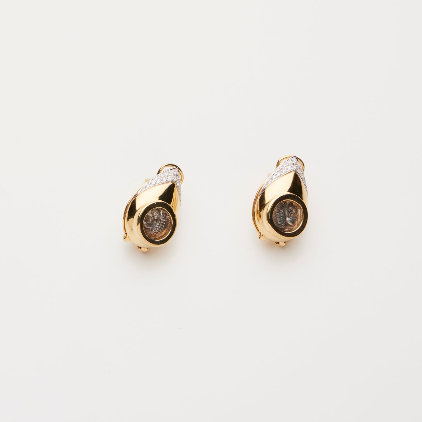 18K Gold Silver Lion Coins Teardrop-shaped Earring