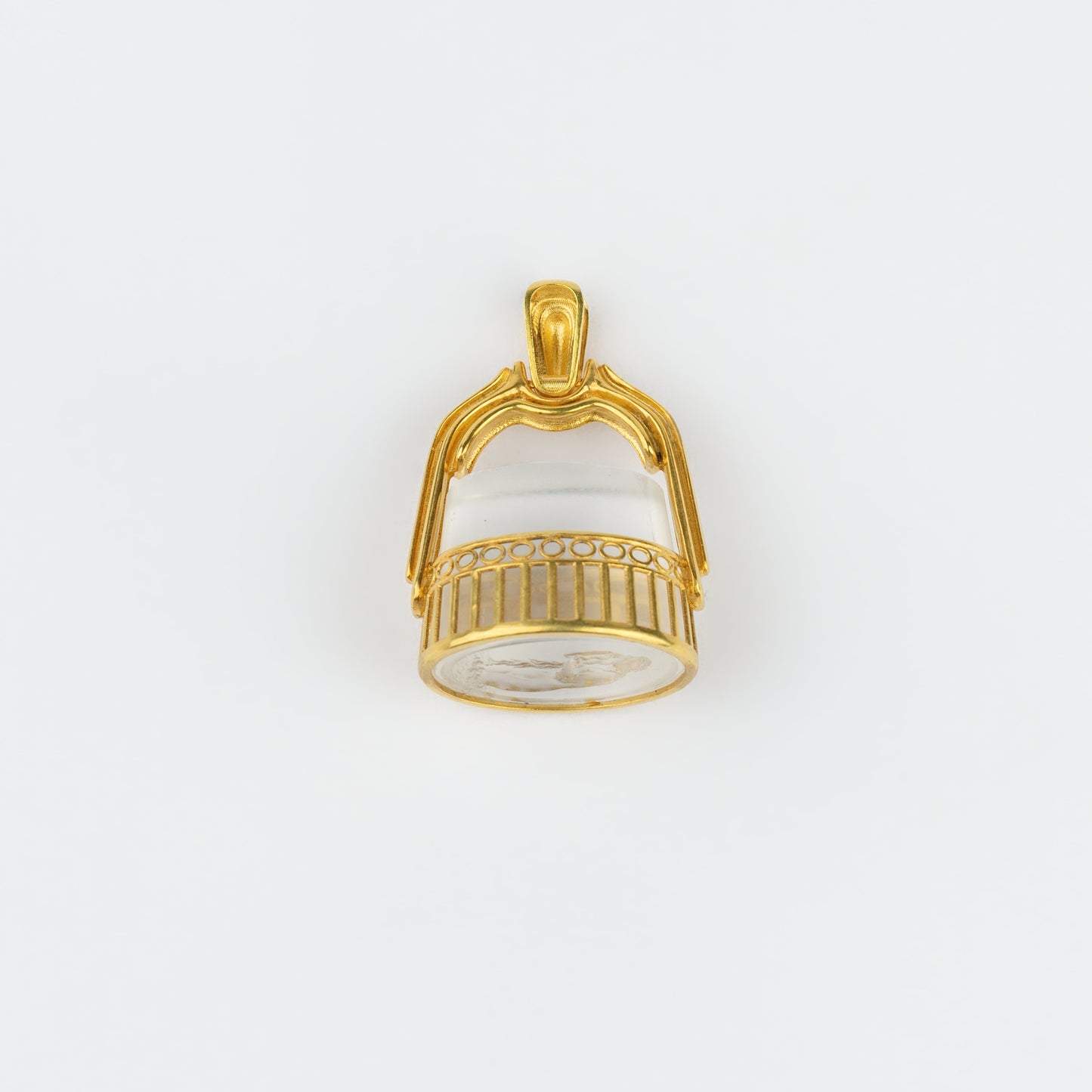 18K Gold Crystal Intaglio Seal Pendant