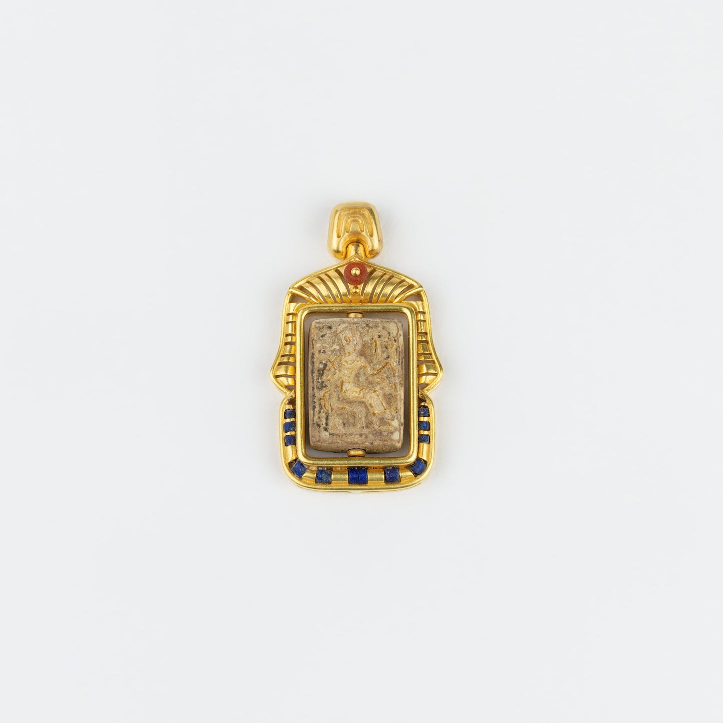 18K Gold Ancient Egyptian Style Steatite Seal Pendant
