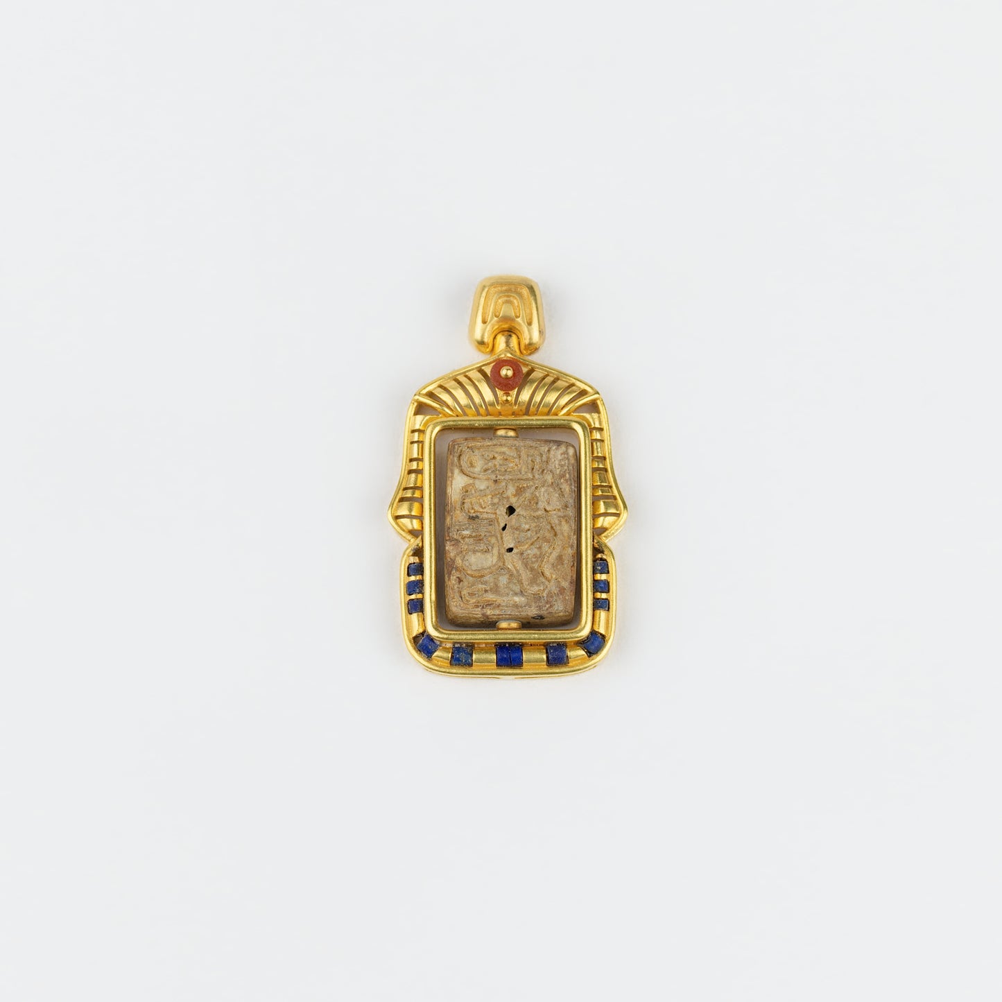 18K Gold Ancient Egyptian Style Steatite Seal Pendant