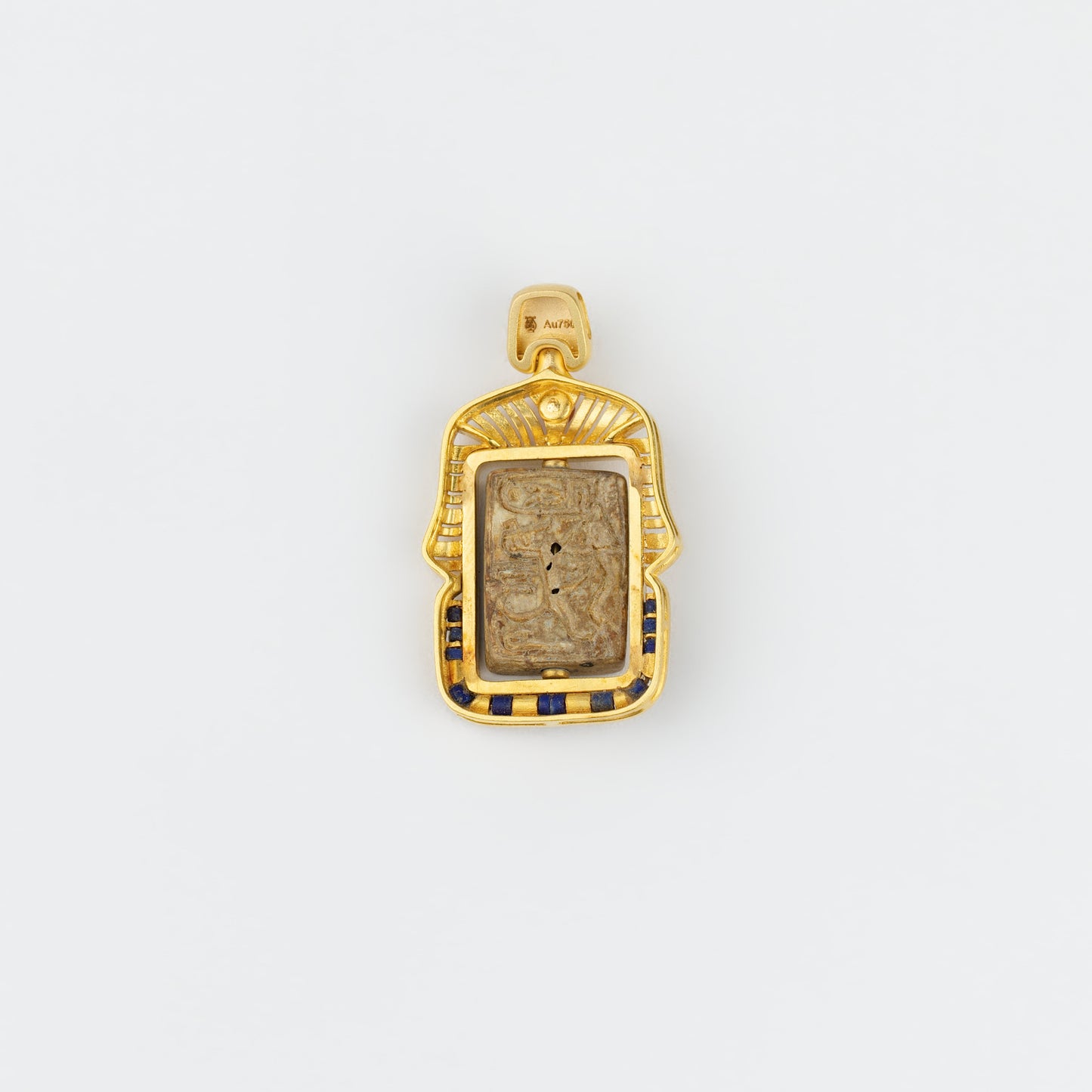 18K Gold Ancient Egyptian Style Steatite Seal Pendant