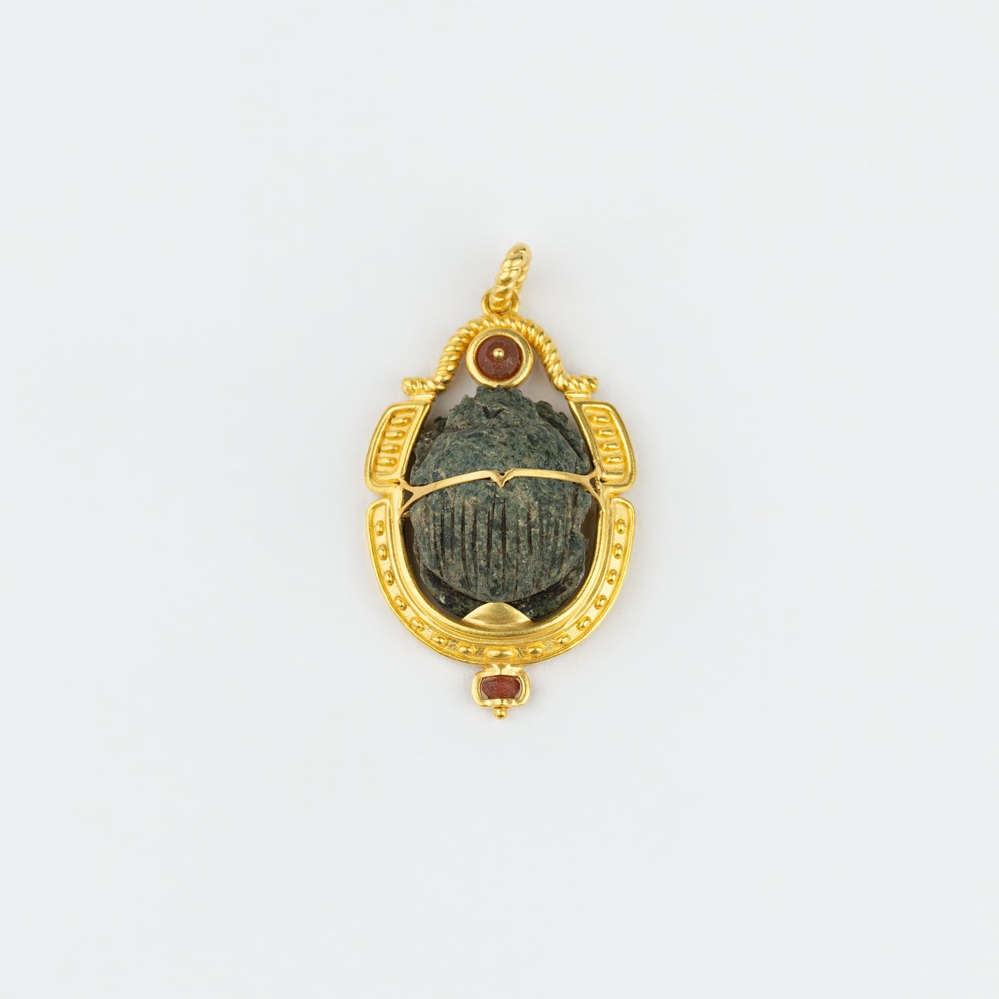 18K Gold Ancient Egyptian Scarab Amulet Pendant