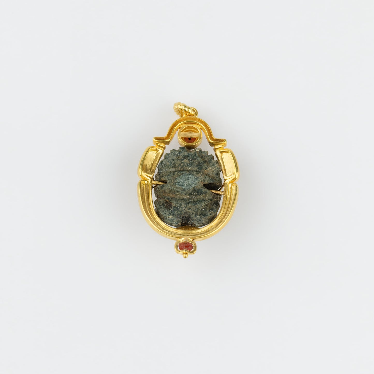 18K Gold Ancient Egyptian Scarab Amulet Pendant