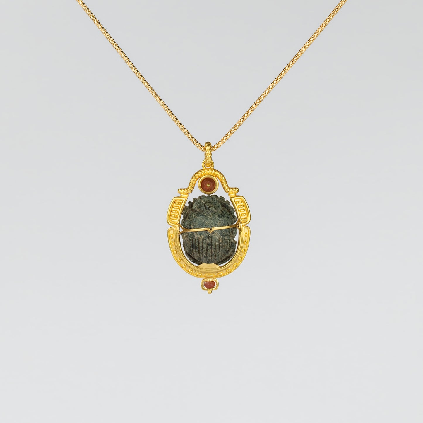 18K Gold Ancient Egyptian Scarab Amulet Pendant