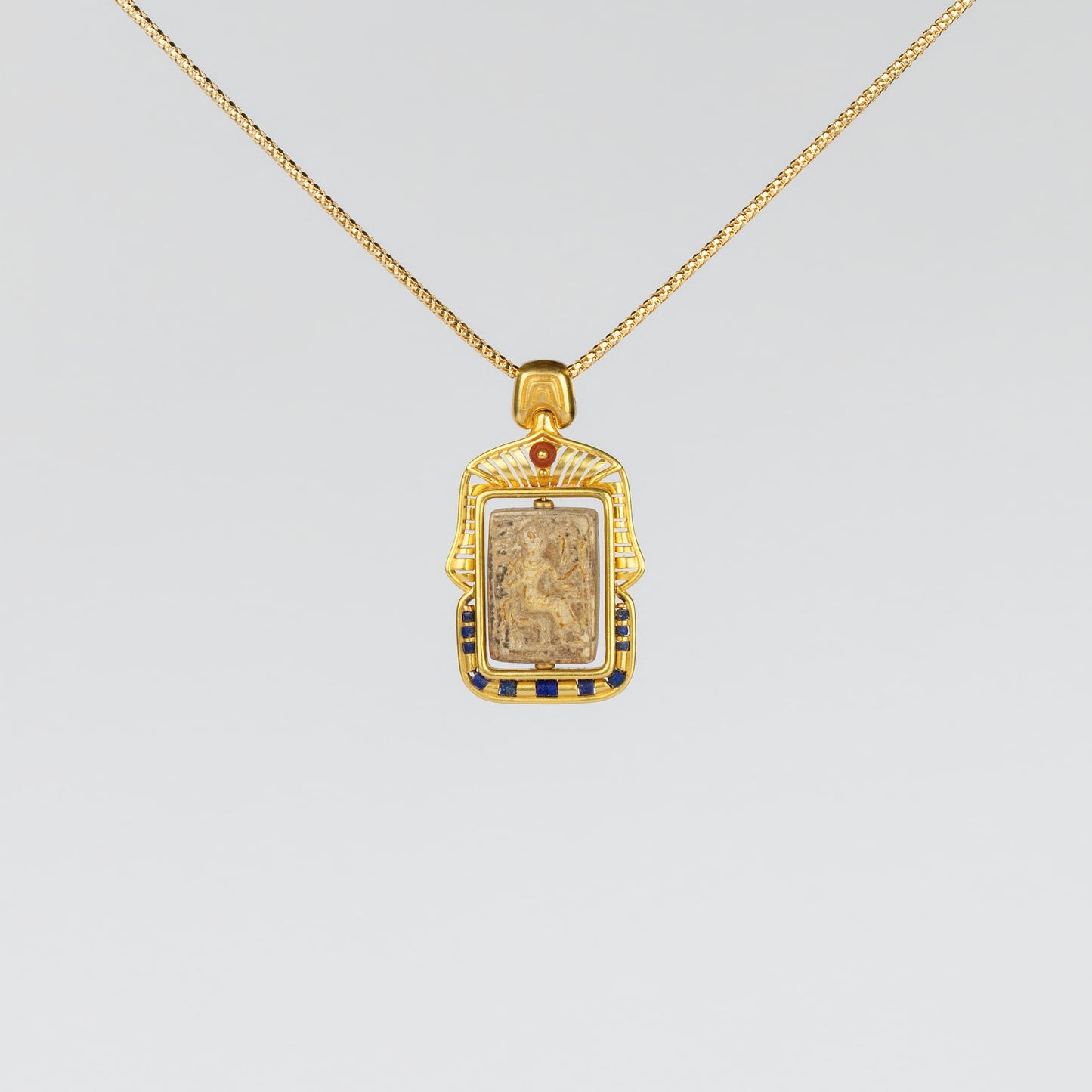 18K Gold Ancient Egyptian Style Steatite Seal Pendant