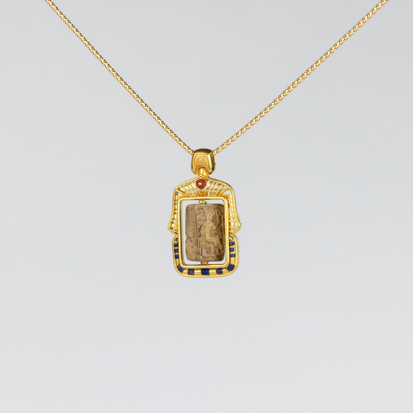18K Gold Ancient Egyptian Style Steatite Seal Pendant