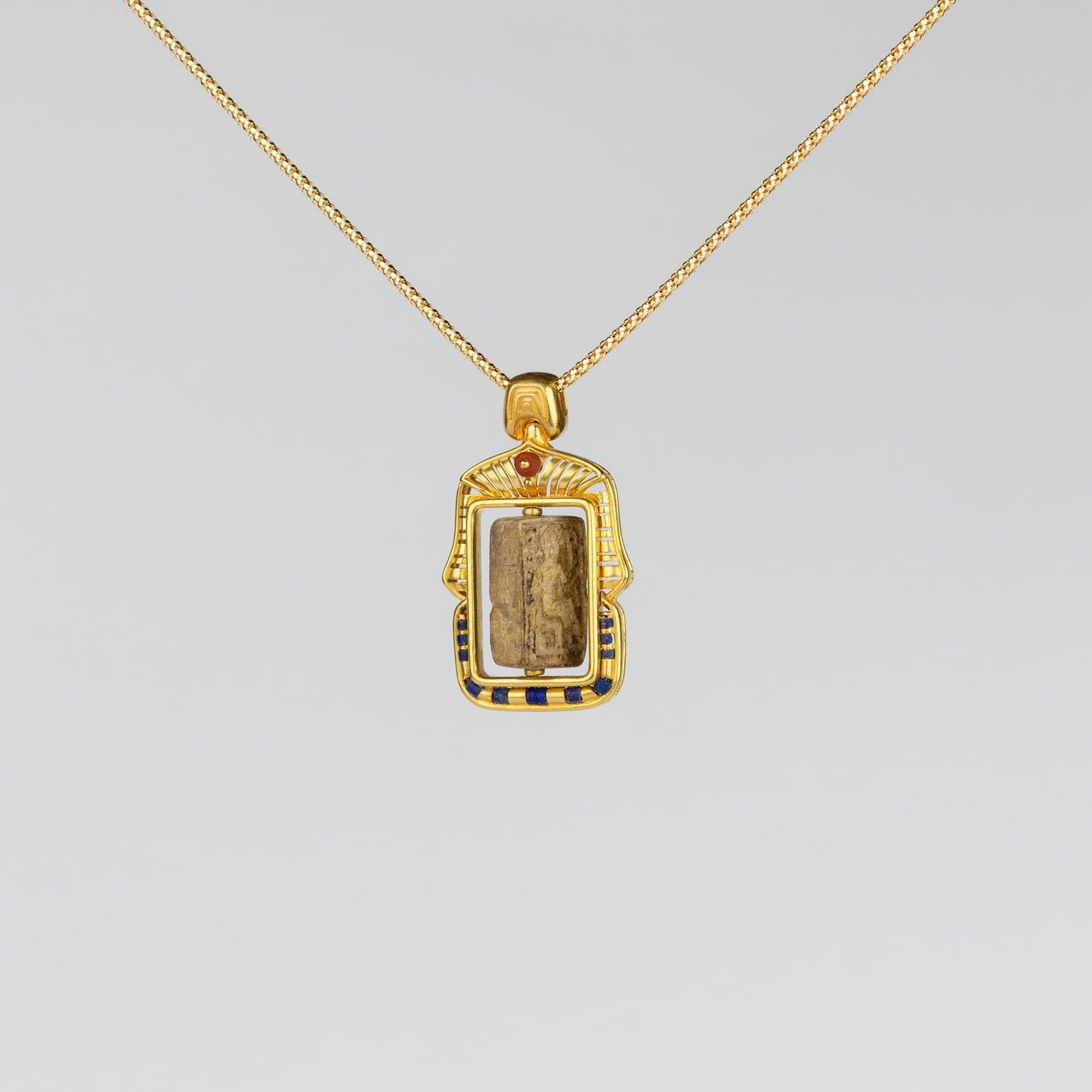18K Gold Ancient Egyptian Style Steatite Seal Pendant