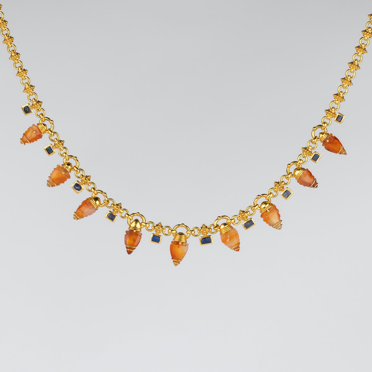 18K Gold 'Arrowhead' Carnelian & Ancient Lapis Lazuli Necklace
