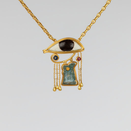 18K Gold 'Eye of Horus' Amulet Necklace