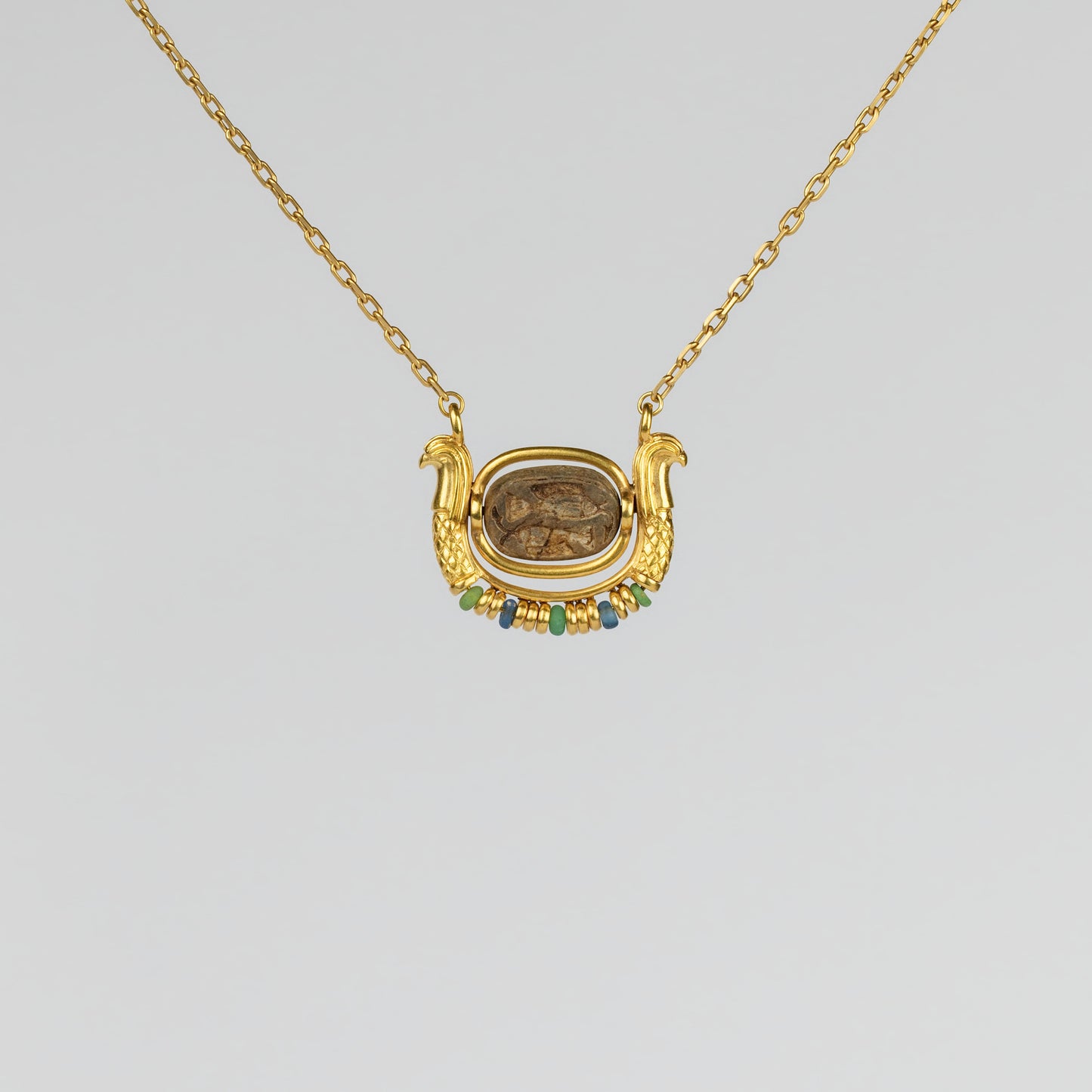 18K Gold 'Solar Barque' Steatite Seal Necklace
