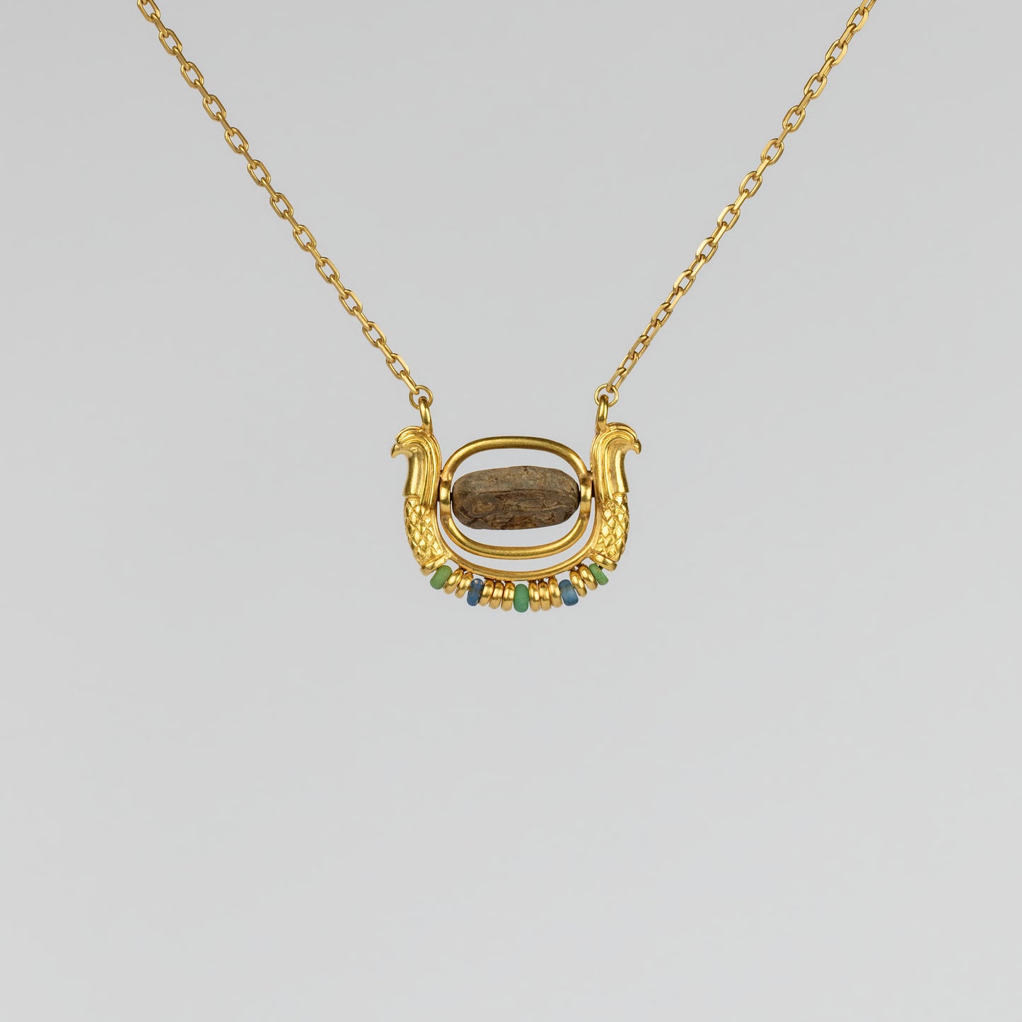 18K Gold 'Solar Barque' Steatite Seal Necklace