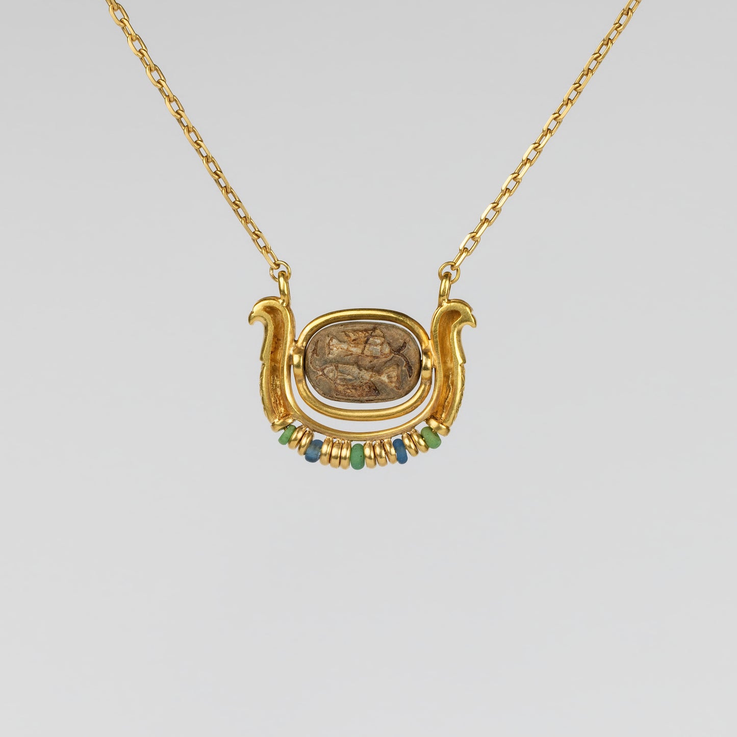18K Gold 'Solar Barque' Steatite Seal Necklace