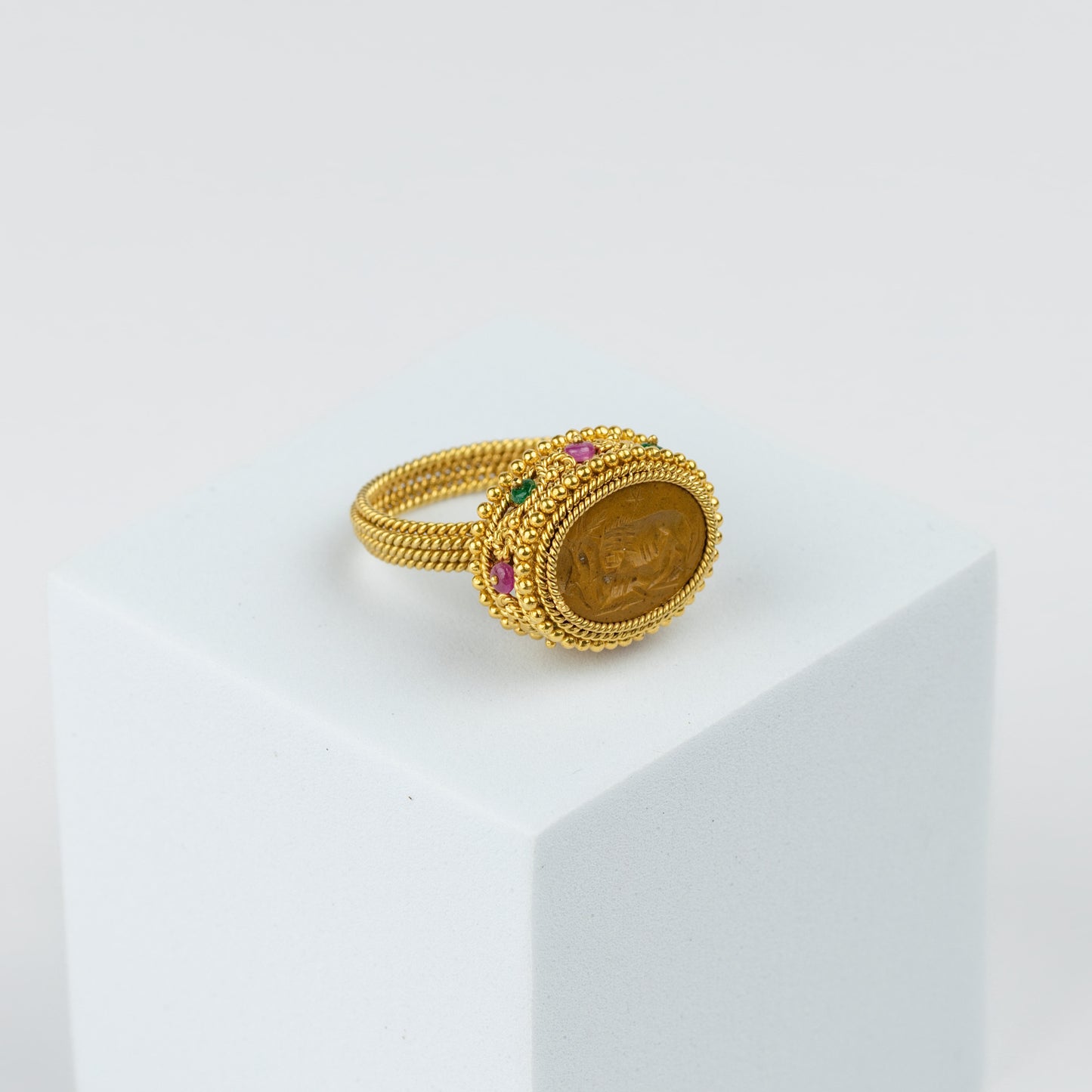 18K Gold Byzantine Revival Intaglio Ring