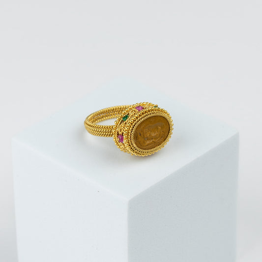 18K Gold Byzantine Revival Intaglio Ring