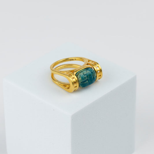 18K Gold Egyptian Revival Scarab Ring