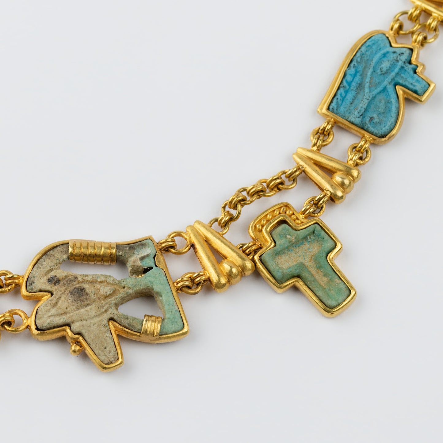 18K Gold Egyptian 'Pantheon of Protection' Amulet Necklace