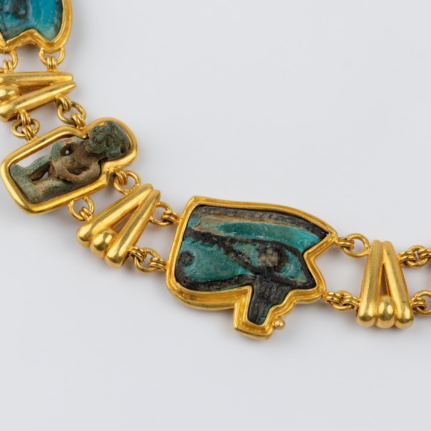 18K Gold Egyptian 'Pantheon of Protection' Amulet Necklace