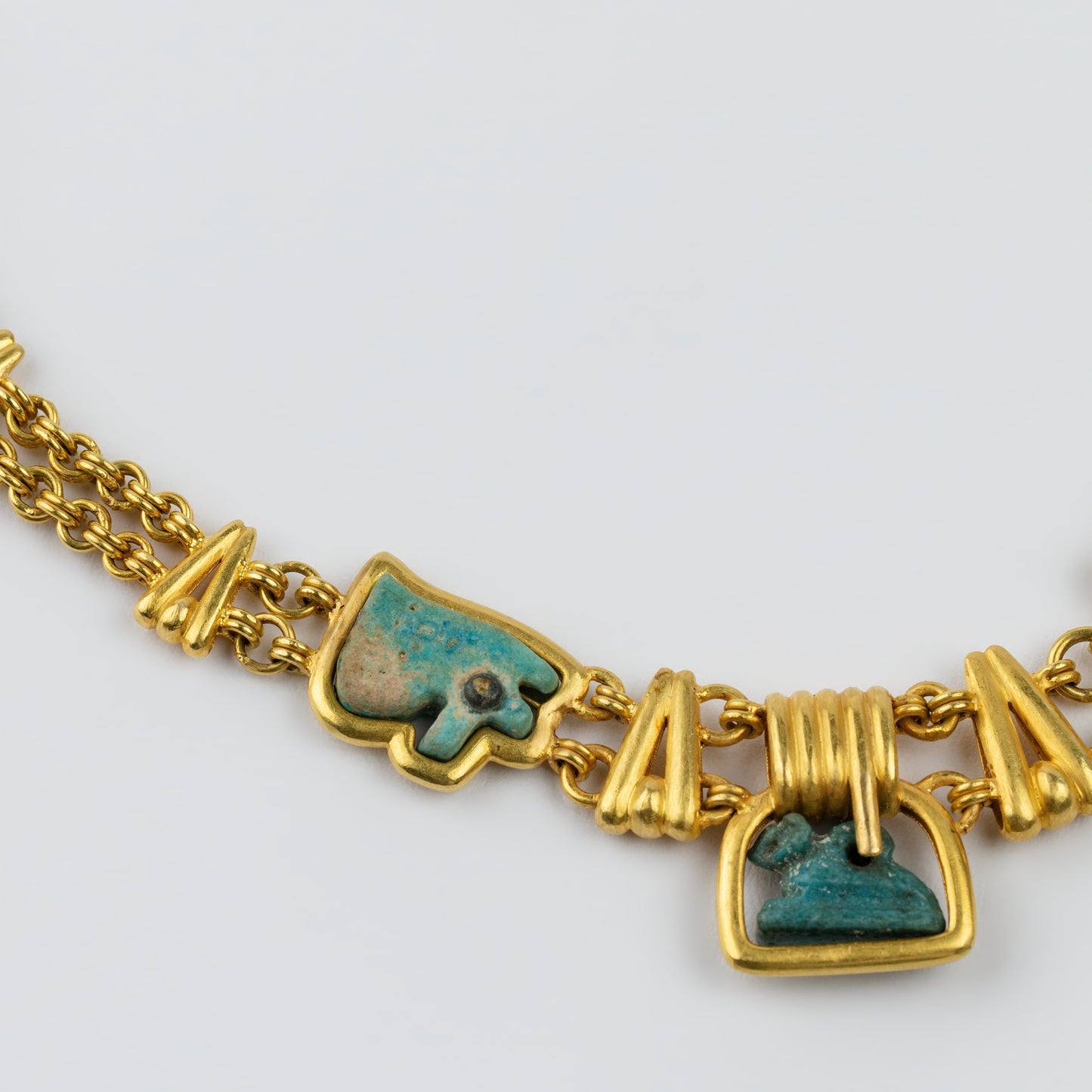 18K Gold Egyptian 'Pantheon of Protection' Amulet Necklace