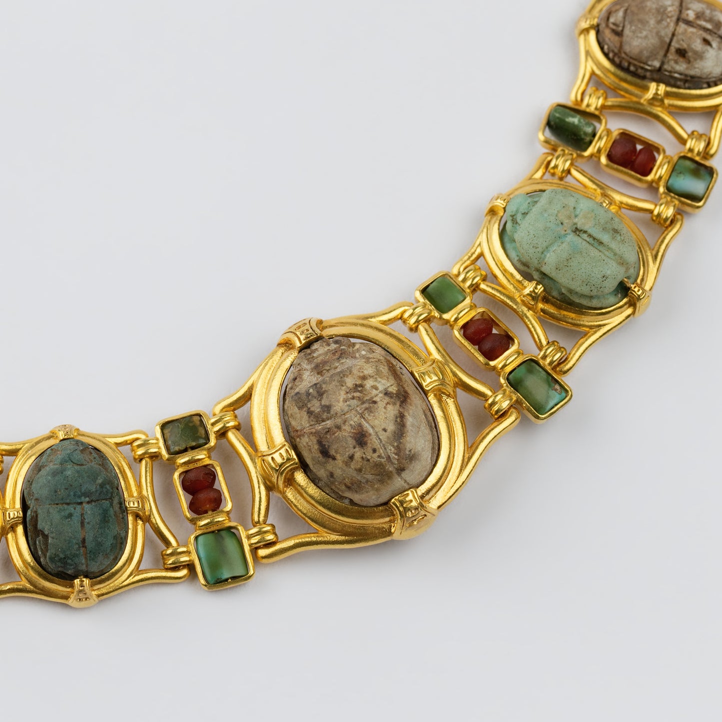 18K Gold 'Council of Scarabs' Multi-Gemstone Necklace