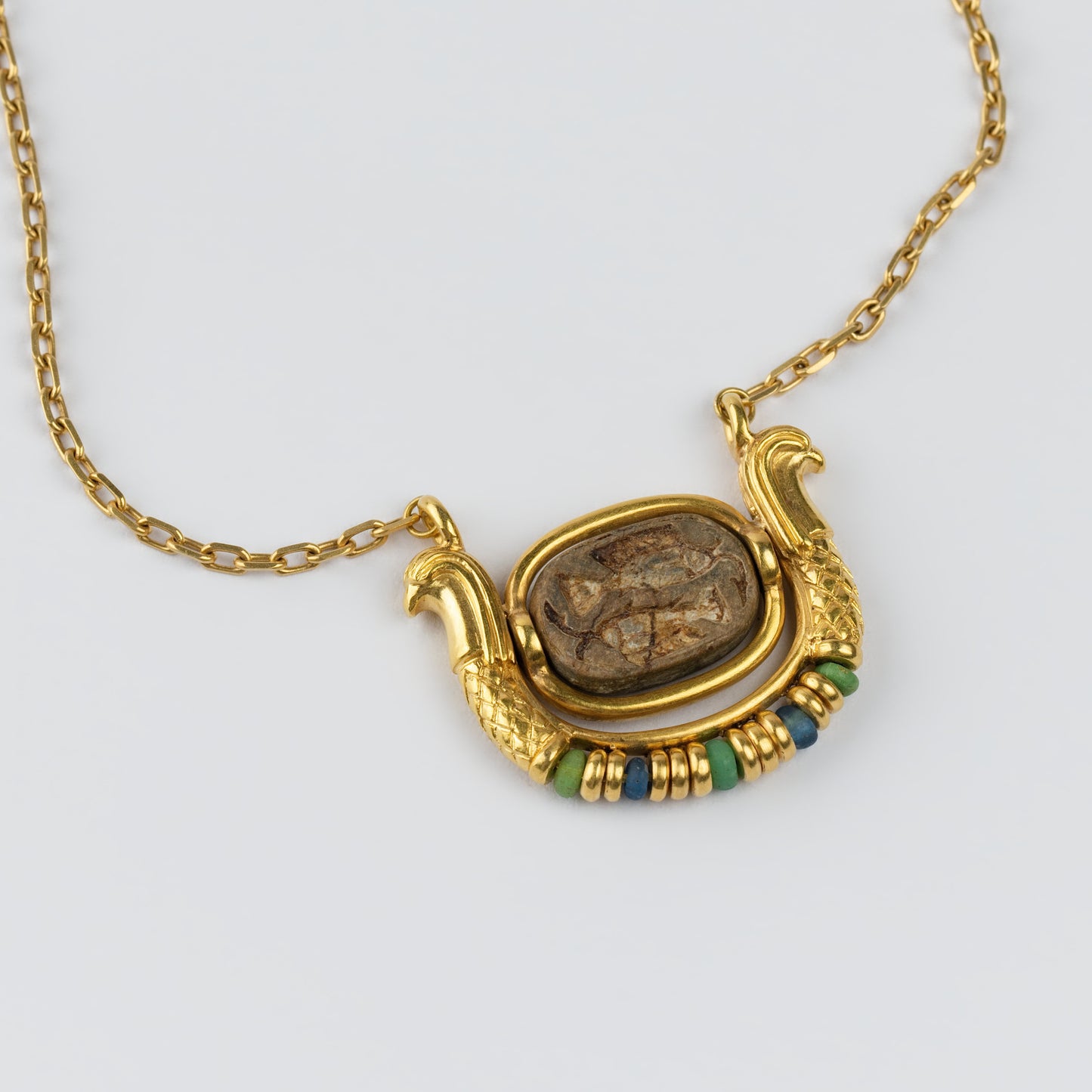 18K Gold 'Solar Barque' Steatite Seal Necklace