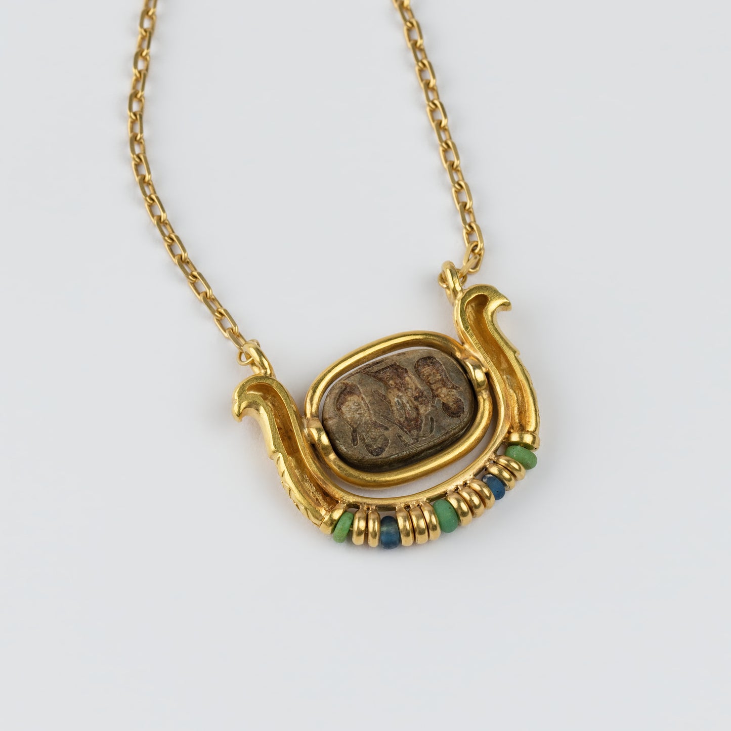 18K Gold 'Solar Barque' Steatite Seal Necklace