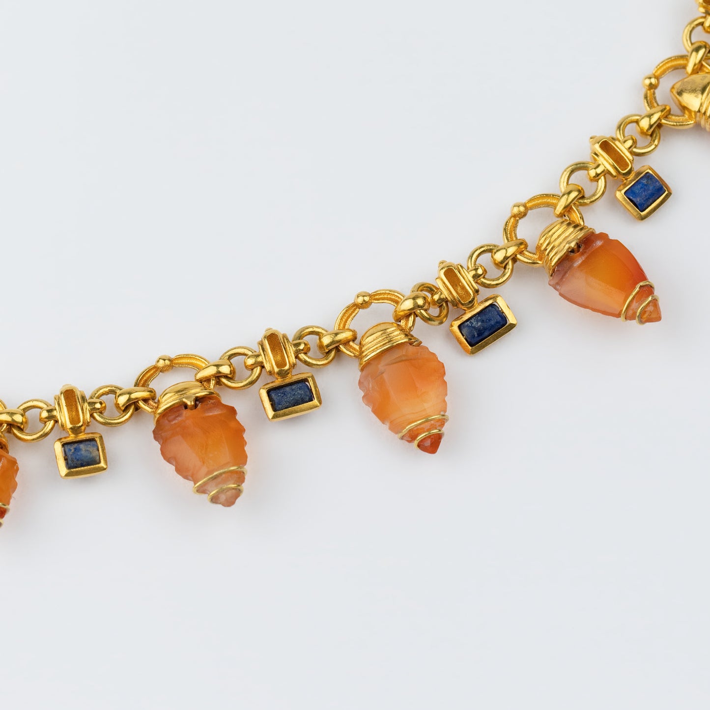 18K Gold 'Arrowhead' Carnelian & Ancient Lapis Lazuli Necklace