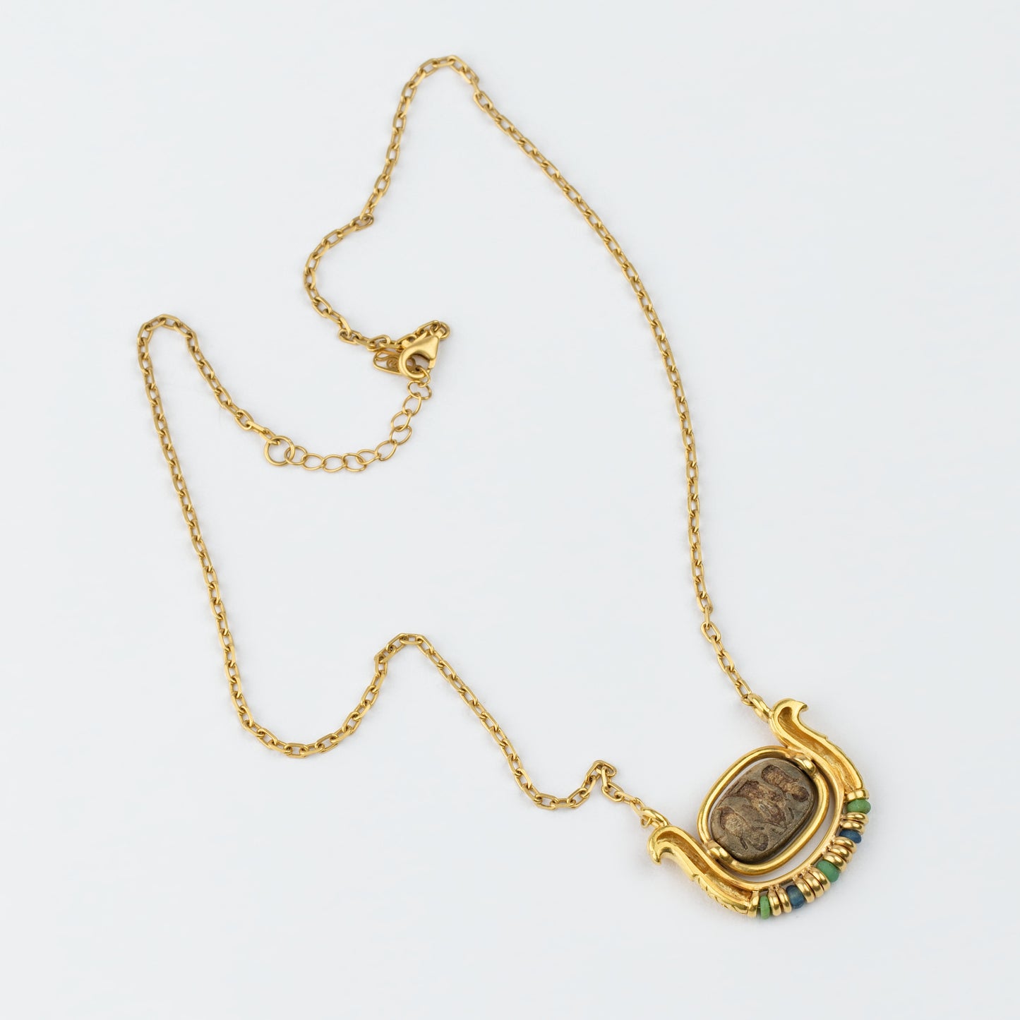 18K Gold 'Solar Barque' Steatite Seal Necklace