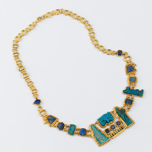18K Gold Egyptian 'Chronicle of the Nile' Amulet Necklace
