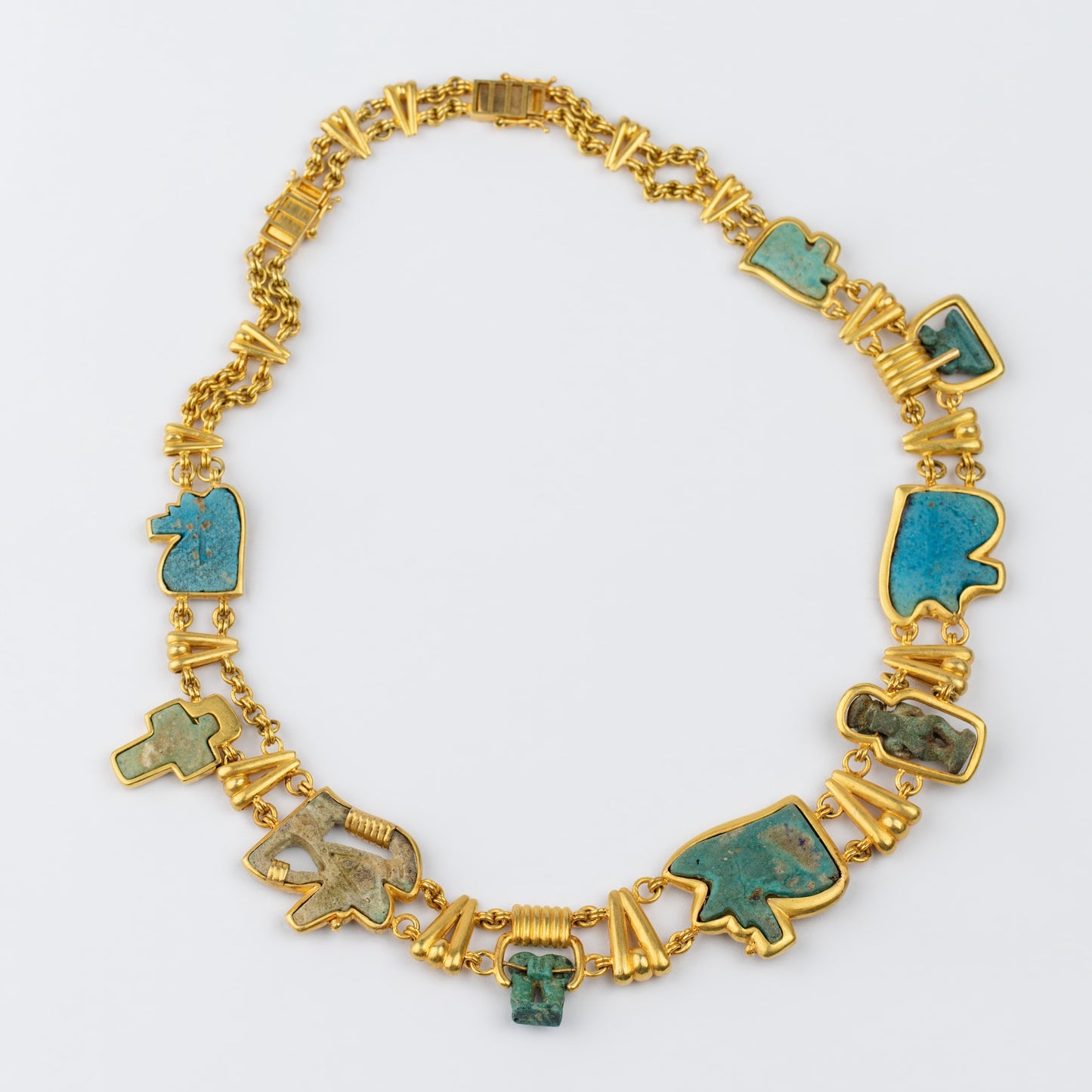 18K Gold Egyptian 'Pantheon of Protection' Amulet Necklace