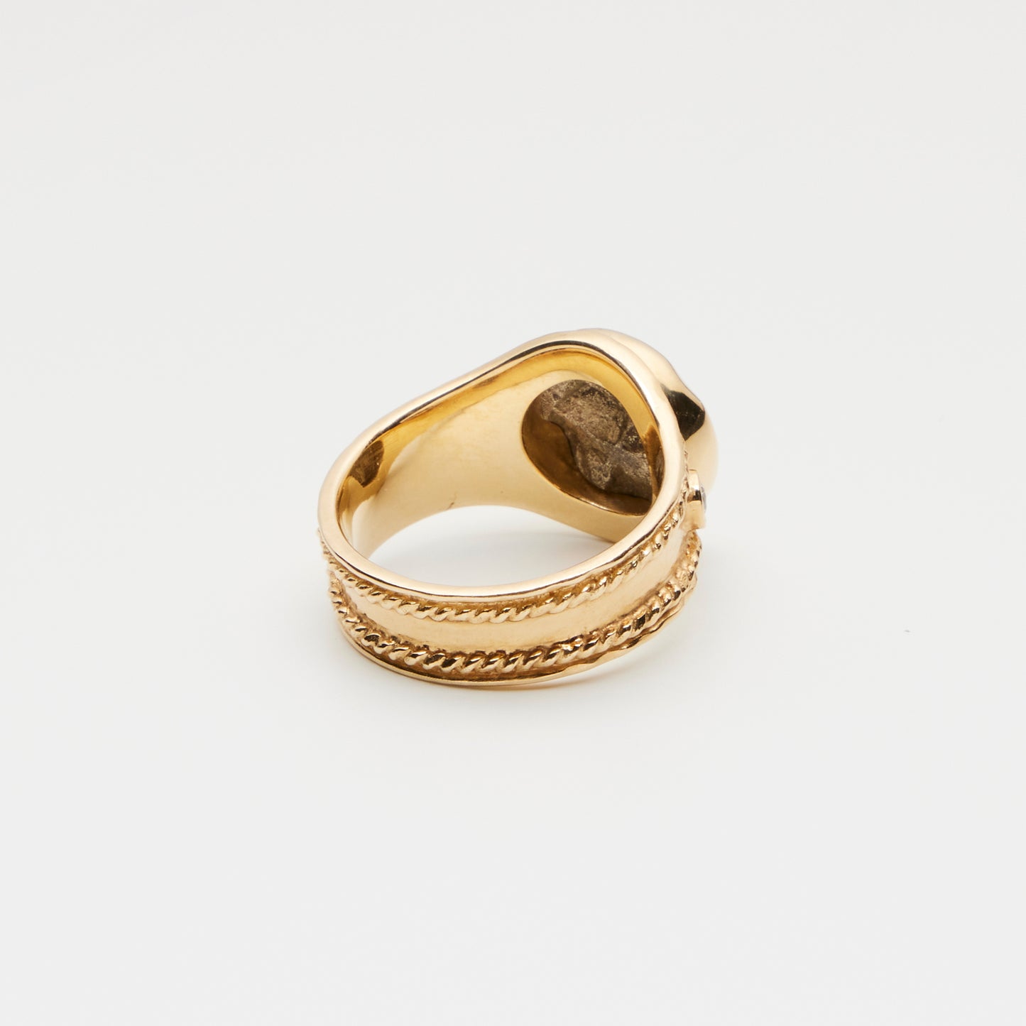 18K Gold/ w Diamonds Silver Coin Ring