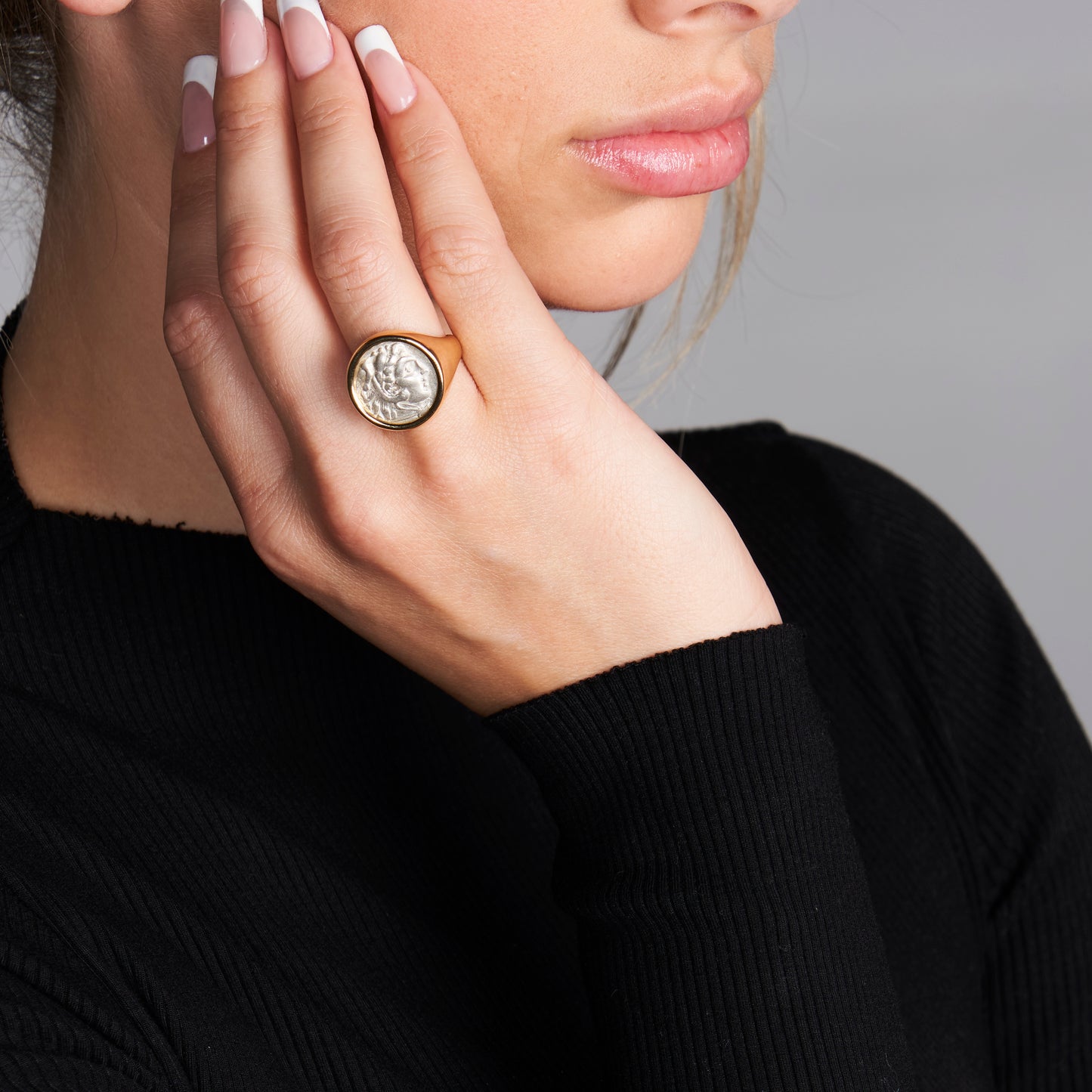 18k Gold Alexander The Great Coin Ring