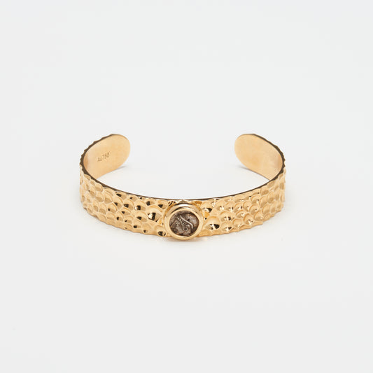 18K Gold Hammered Cuff Bracelet