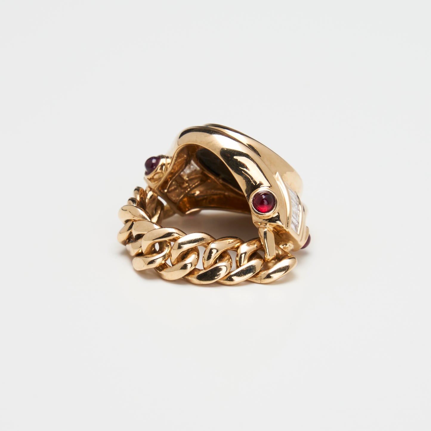 18K Gold Bronze Apollo Coin Ring w/ Diamonds & Ruby