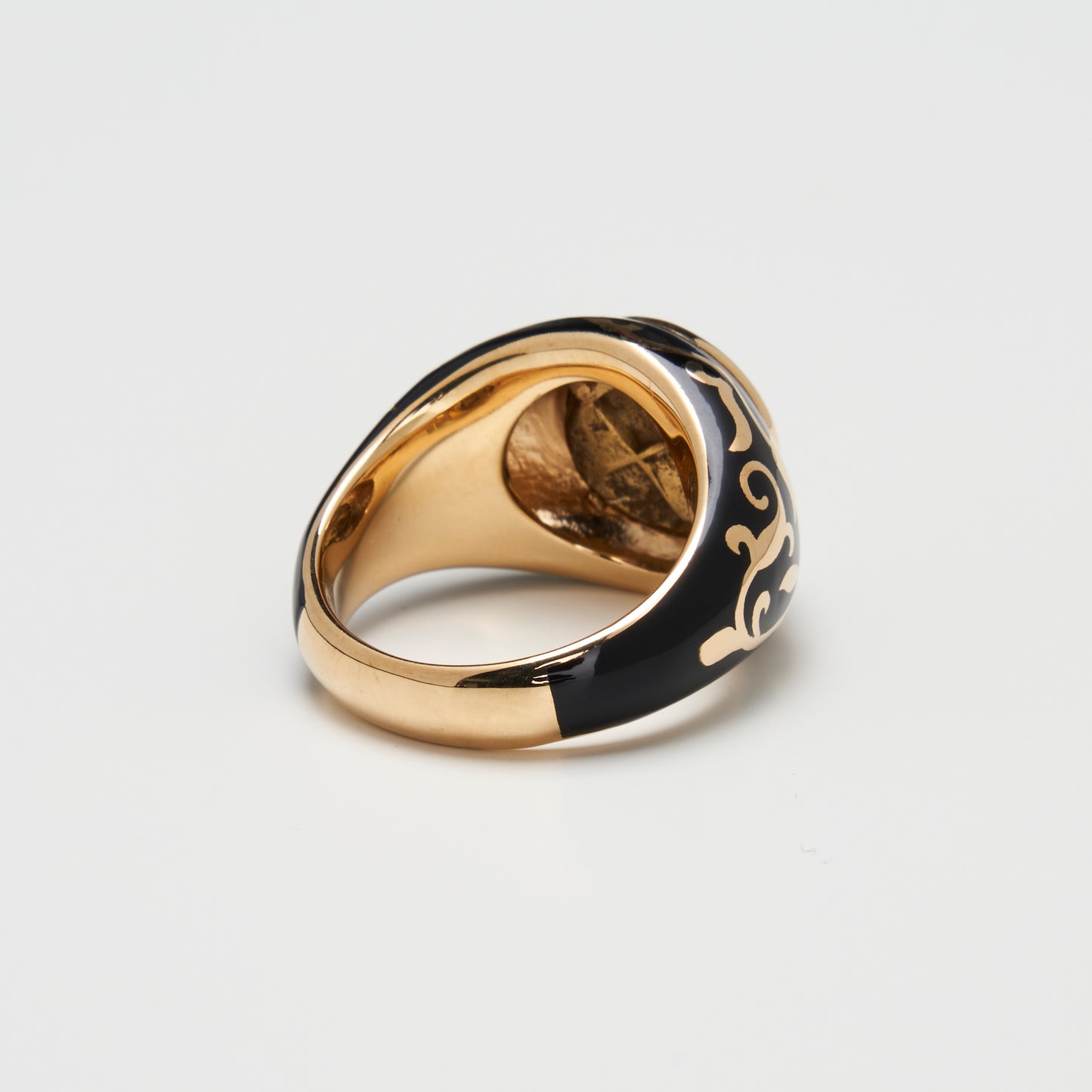 18K Gold Electrum Coin Ring w/ Enamel