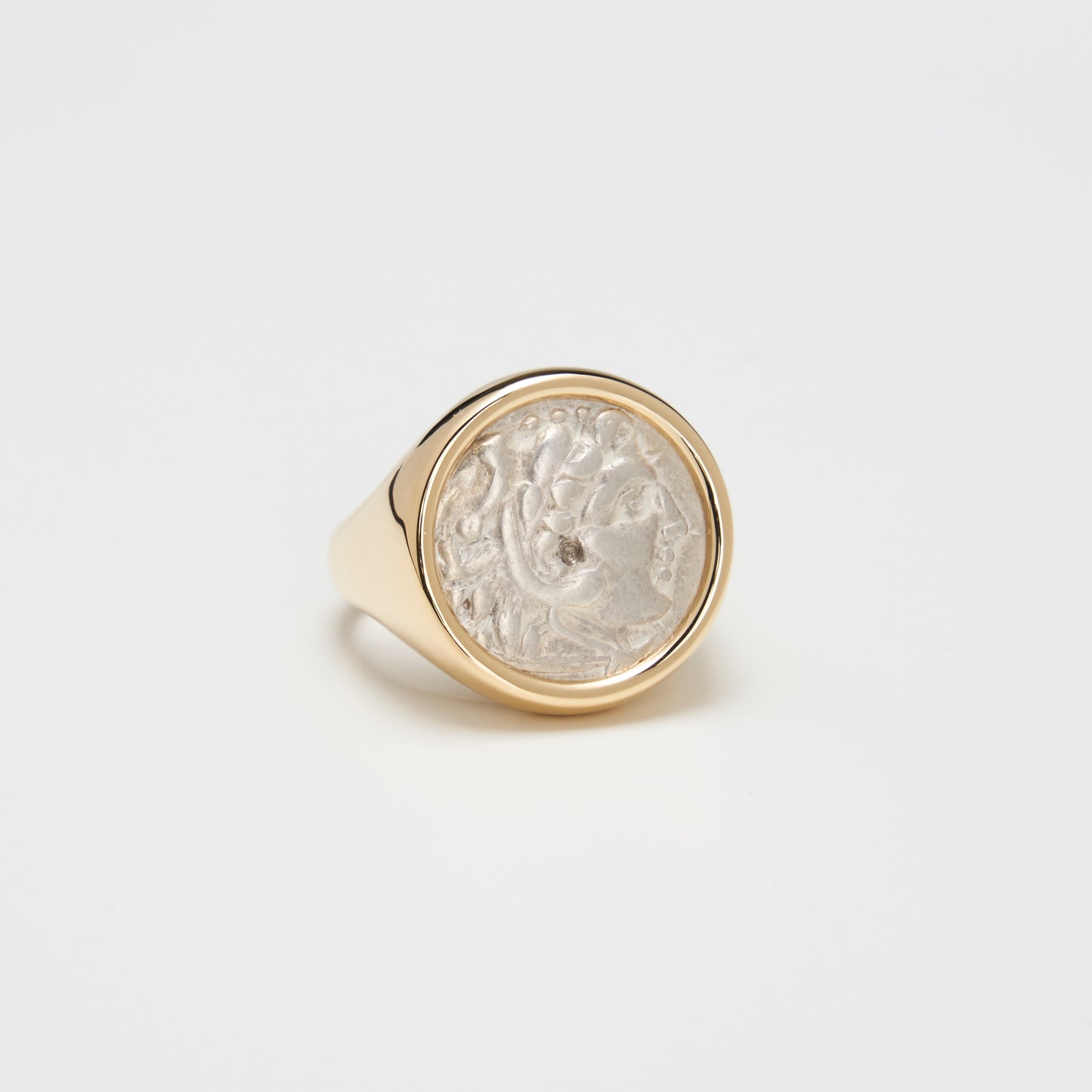 18k Gold Alexander The Great Coin Ring