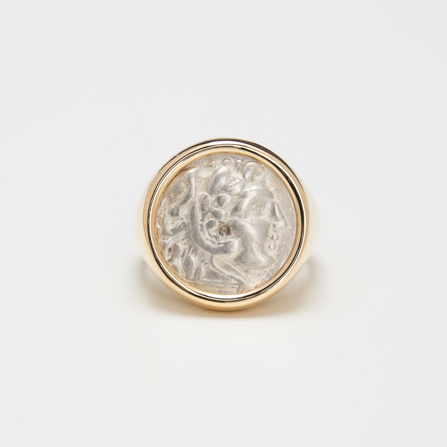 18k Gold Alexander The Great Coin Ring