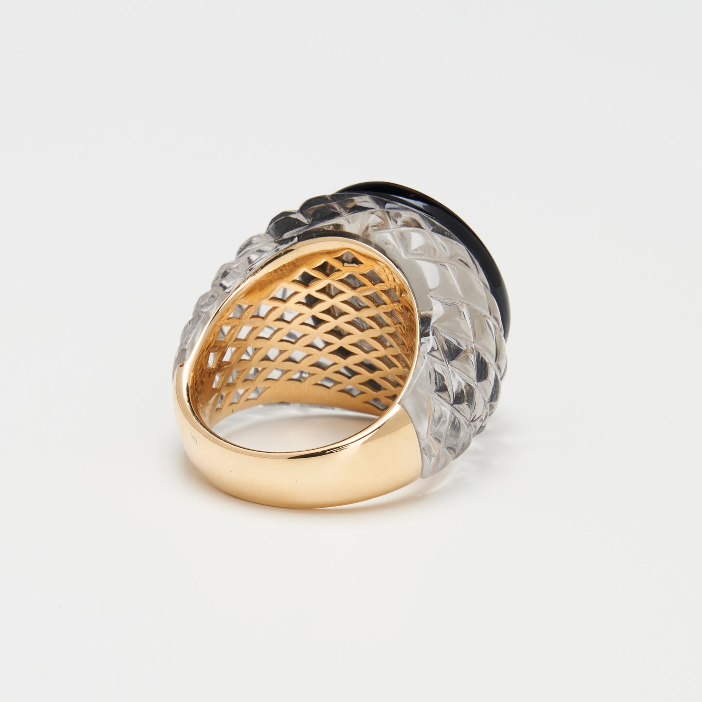 18K Gold & Crystal Coin Ring