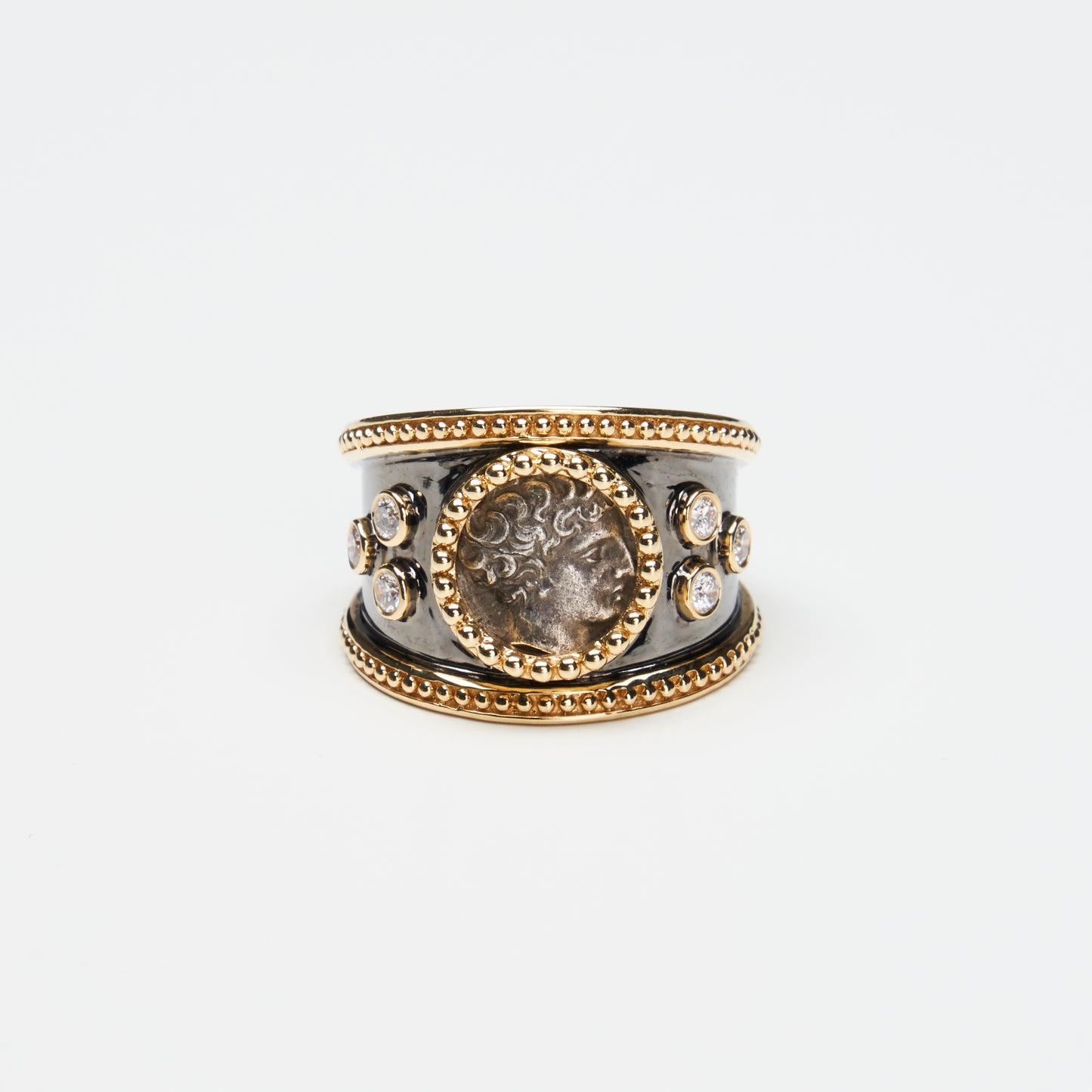 18K Gold Coin Ring w/ Diamonds