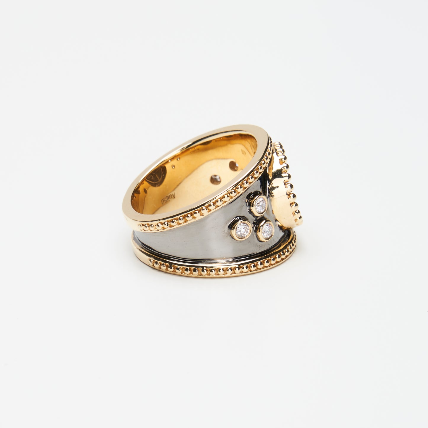 18K Gold Coin Ring w/ Diamonds