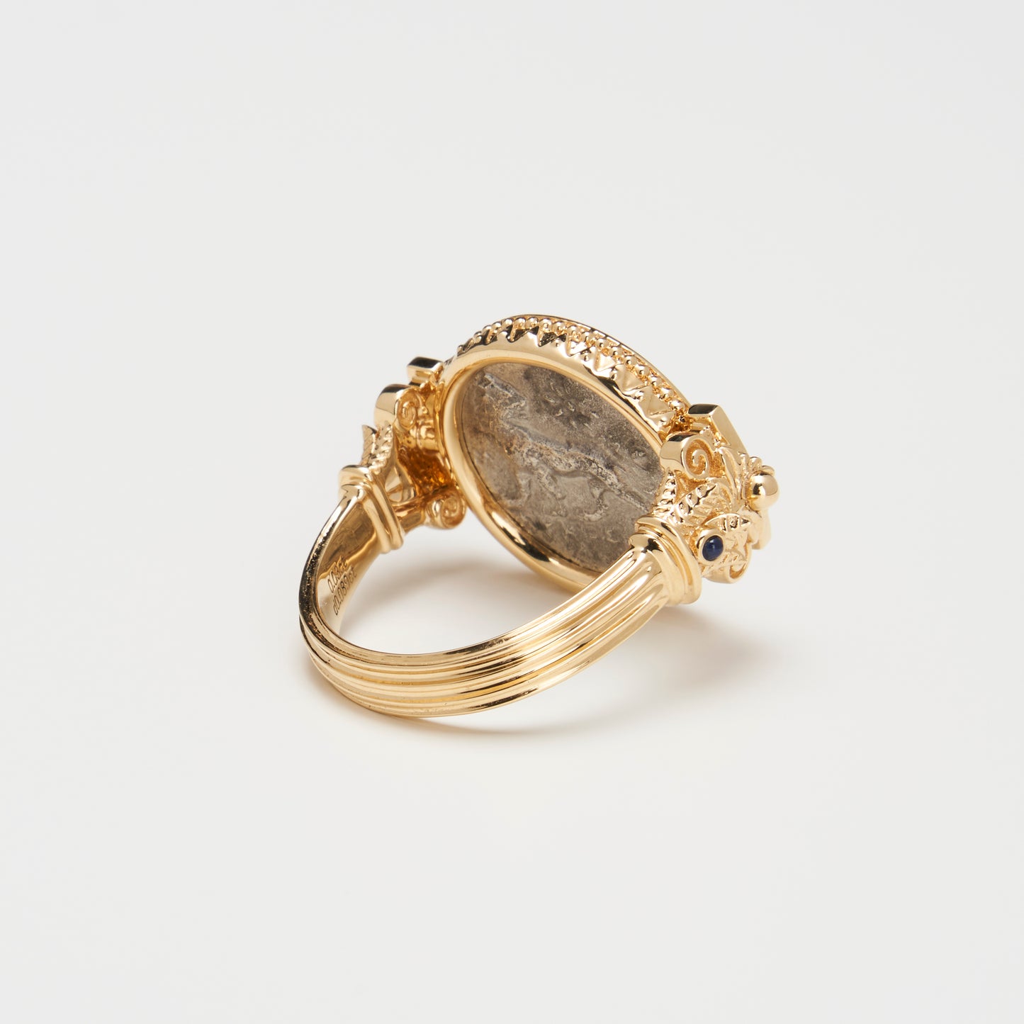 18K Gold Reversible Coin Ring w/ Diamonds