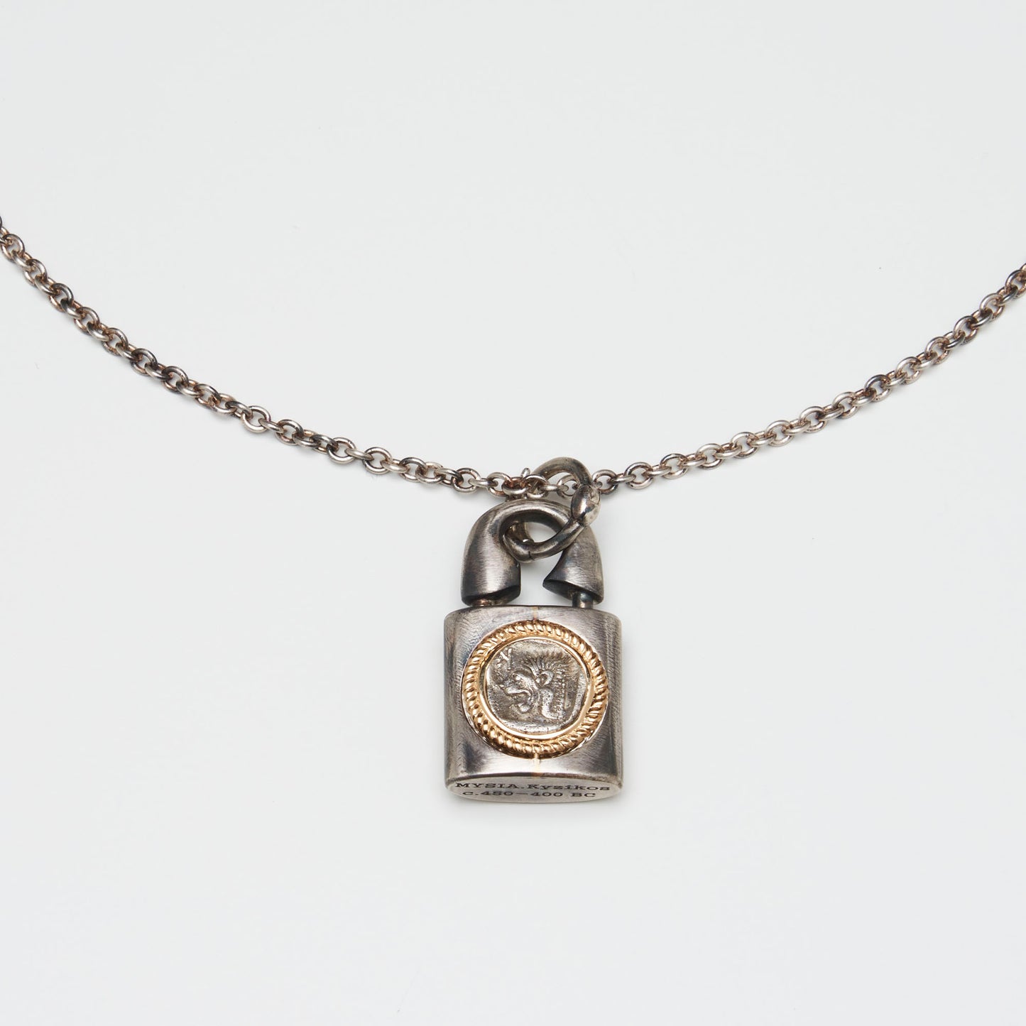 Silver Lock Coin Necklace