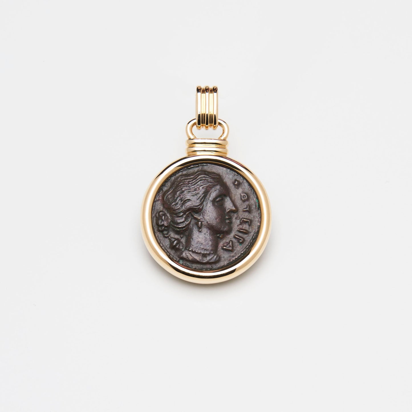 18K Gold Bronze Coin Reversible Pendant