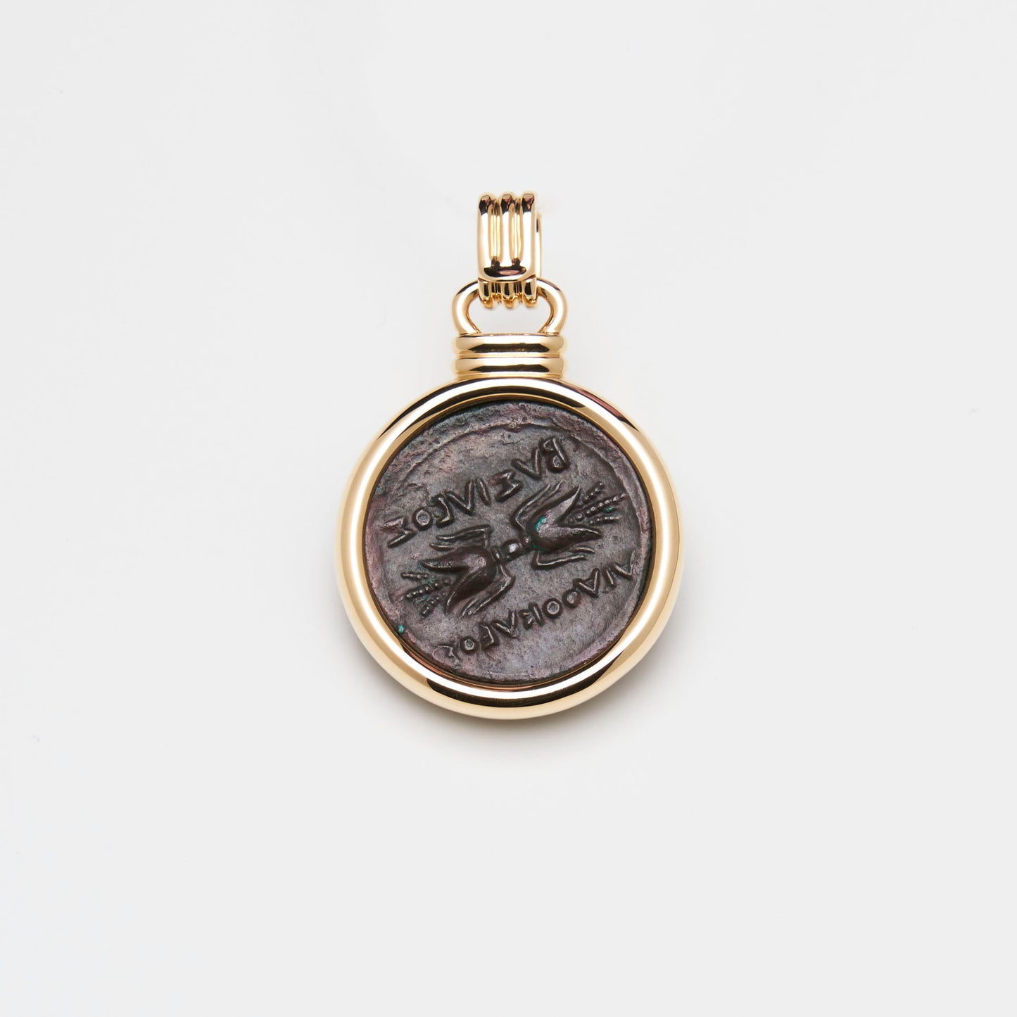 18K Gold Bronze Coin Reversible Pendant