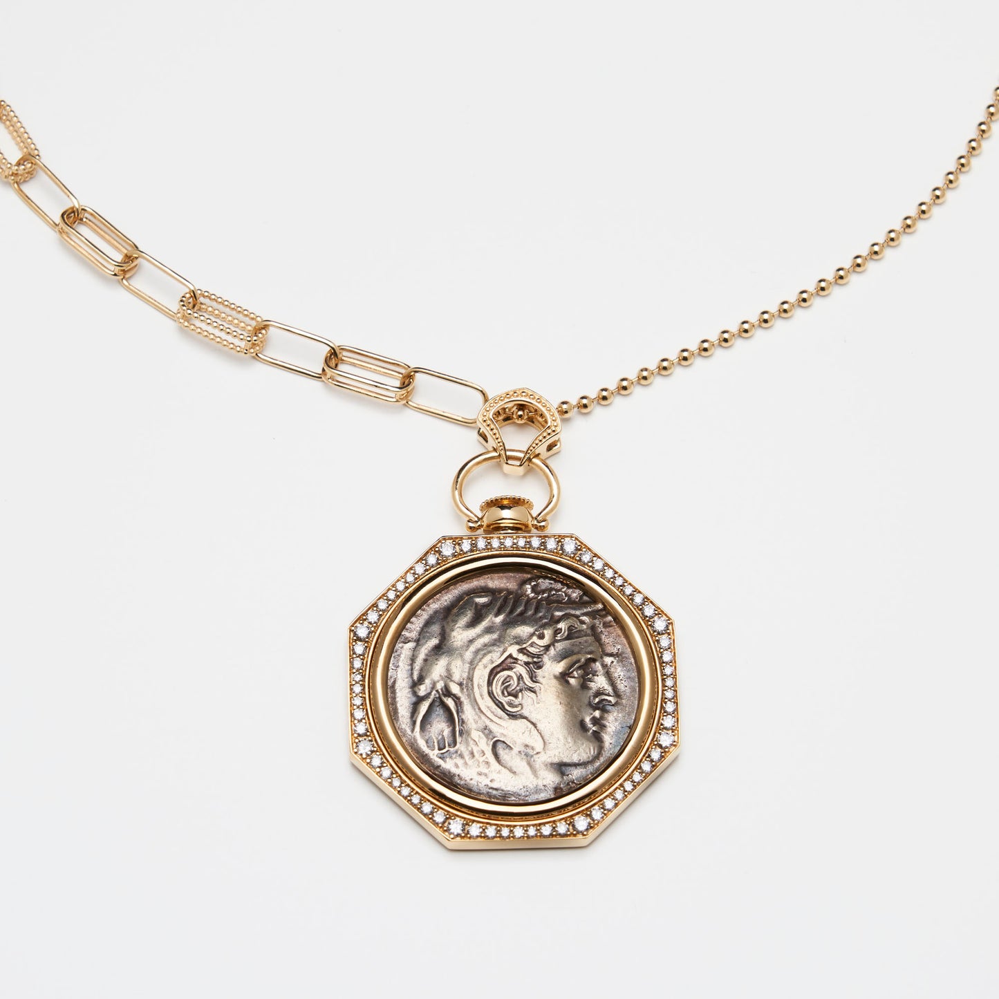 18K Gold Coin Pendant w/Diamond