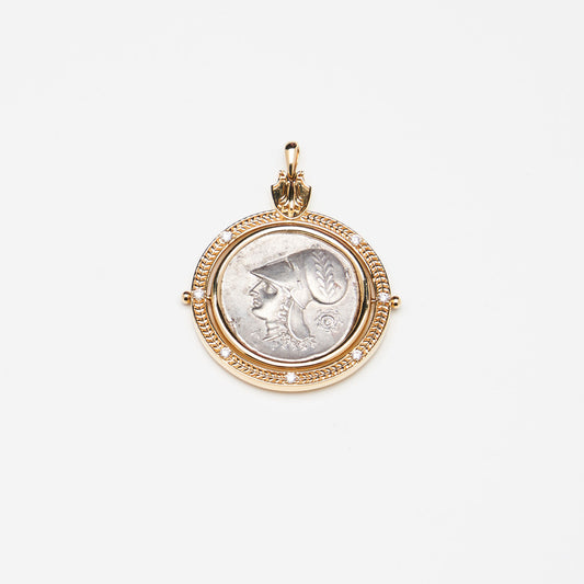 18K Gold Reversible Athena/Pegasus Coin Pendant