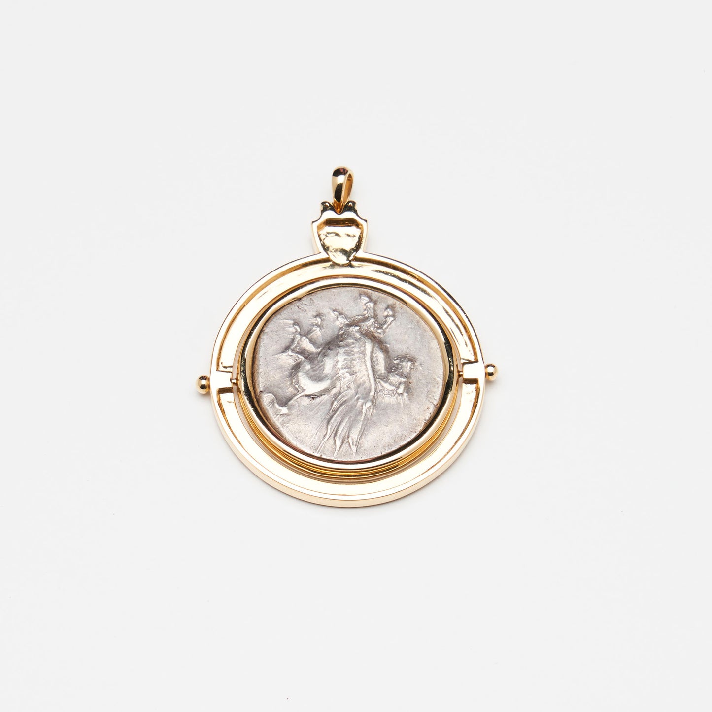 18K Gold Reversible Athena/Pegasus Coin Pendant